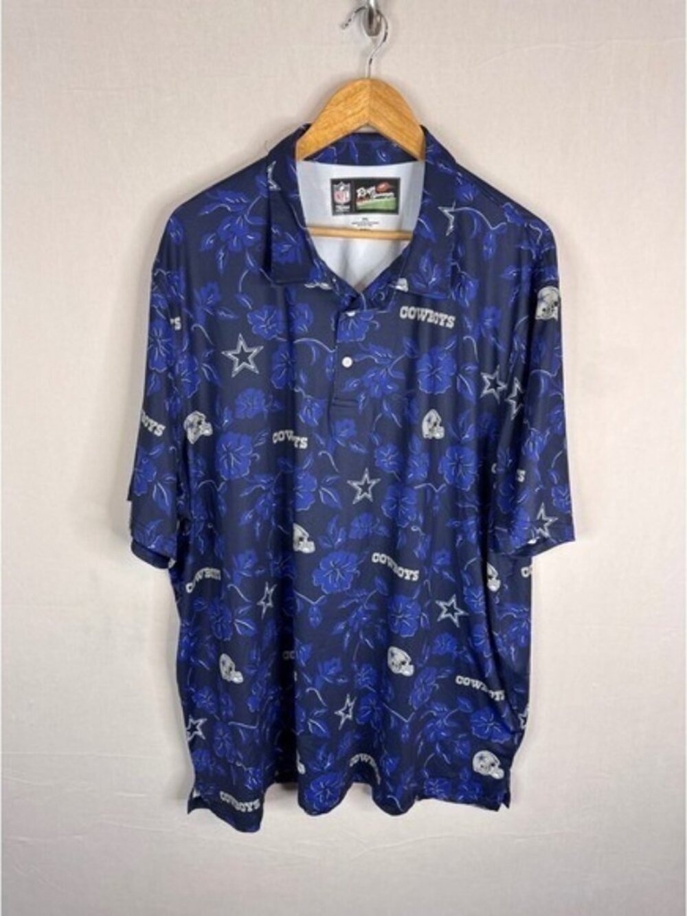 Reyn Spooner Dallas Cowboys NFL Floral Hibiscus Polo Shirt Mens 3XL Blue Navy
